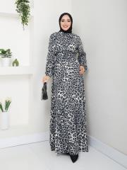 leopar desenli yazlık elbise asm231 gri