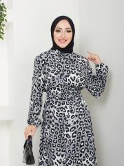 leopar desenli yazlık elbise asm231 gri 5