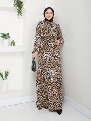 leopar desenli yazlık elbise asm231 siyah