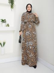 leopar desenli yazlık elbise asm231 siyah 2