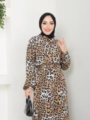 leopar desenli yazlık elbise asm231 siyah 6