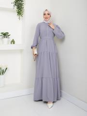 nervür detaylı yazlık elbise asm207 gri 3