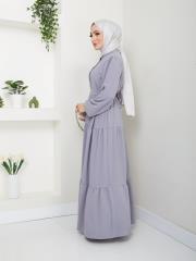 nervür detaylı yazlık elbise asm207 gri 4