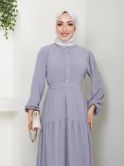 nervür detaylı yazlık elbise asm207 gri 5