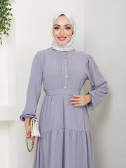 nervür detaylı yazlık elbise asm207 gri 6