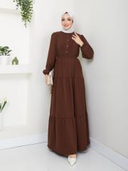 nervür detaylı yazlık elbise asm207 kahve 3