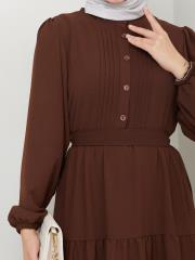 nervür detaylı yazlık elbise asm207 kahve 6