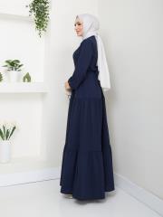 nervür detaylı yazlık elbise asm207 lacivert 4