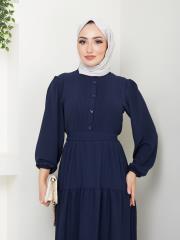 nervür detaylı yazlık elbise asm207 lacivert 5