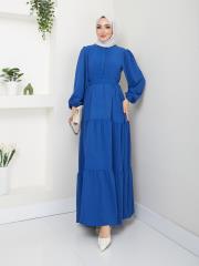 nervür detaylı yazlık elbise asm207 mavi