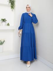 nervür detaylı yazlık elbise asm207 mavi 3
