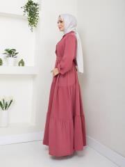 nervür detaylı yazlık elbise asm207 pudra 4