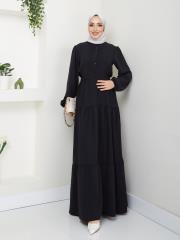 nervür detaylı yazlık elbise asm207 siyah 2