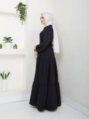 nervür detaylı yazlık elbise asm207 siyah 3