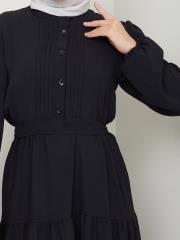 nervür detaylı yazlık elbise asm207 siyah 5