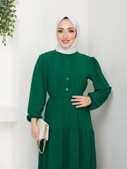 nervür detaylı yazlık elbise asm207 zümrüt 5