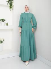 nervür detaylı yazlık elbise asm207 çağla yeşili