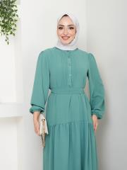 nervür detaylı yazlık elbise asm207 çağla yeşili 5