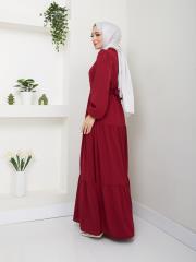 nervür detaylı yazlık elbise asm207 bordo 3