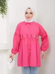 ön nakış detaylı yazlık tunik asm4060 fuşya 3