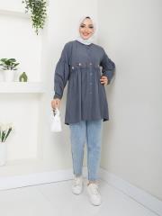 ön nakış detaylı yazlık tunik asm4060 füme 2