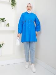 ön nakış detaylı yazlık tunik asm4060 indigo mavi