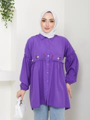 ön nakış detaylı yazlık tunik asm4060 lila 4
