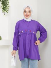 ön nakış detaylı yazlık tunik asm4060 lila 5