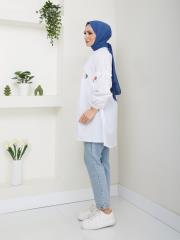 ön nakış detaylı yazlık tunik asm4060 beyaz 4