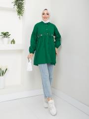 ön nakış detaylı yazlık tunik asm4060 zümrüt