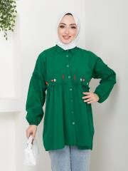 ön nakış detaylı yazlık tunik asm4060 zümrüt 6