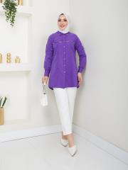 yakası taş detaylı yazlık tunik asm218 lila