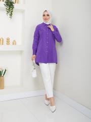 yakası taş detaylı yazlık tunik asm218 lila 3