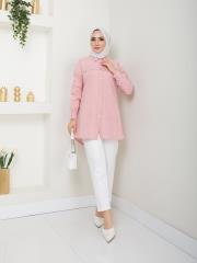 yakası taş detaylı yazlık tunik asm218 pudra 3