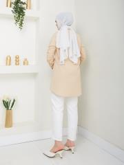 yakası taş detaylı yazlık tunik asm218 bej 3