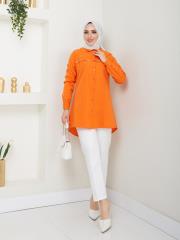 yakası taş detaylı yazlık tunik asm218 oranj 3