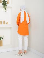 yakası taş detaylı yazlık tunik asm218 oranj 4