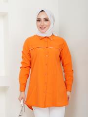 yakası taş detaylı yazlık tunik asm218 oranj 5