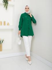 yakası taş detaylı yazlık tunik asm218 zümrüt 3