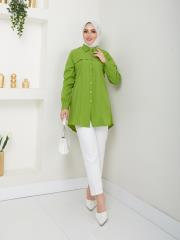 yakası taş detaylı yazlık tunik asm218 fıstık yeşili 3