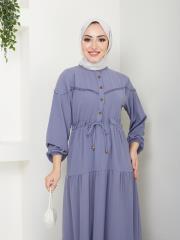 beli tünelli yazlık elbise asm1034 gri 5