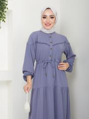 beli tünelli yazlık elbise asm1034 gri 6