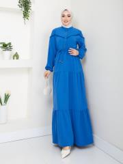 beli tünelli yazlık elbise asm1034 saks 2