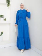 beli tünelli yazlık elbise asm1034 saks 3