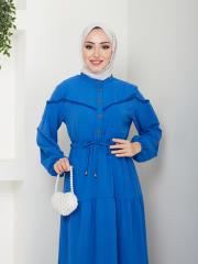 beli tünelli yazlık elbise asm1034 saks 6