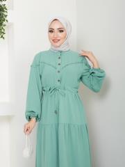 beli tünelli yazlık elbise asm1034 su yeşili 6