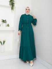 beli tünelli yazlık elbise asm1034 zümrüt 3