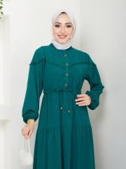 beli tünelli yazlık elbise asm1034 zümrüt 5