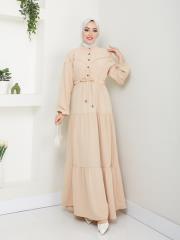 beli tünelli yazlık elbise asm1034 latte 3