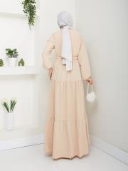 beli tünelli yazlık elbise asm1034 latte 4